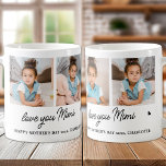 Love You Mimi Custom Modern Simple Grandma 4 Photo Coffee Mug<br><div class="desc">Introducing our customizable photo collage mug, a heartfelt and unique gift perfect for the special grandma in your life. This beautifully designed mug allows you to showcase 4 of your favorite photos, creating a modern, elegant, and simple collage that exudes warmth and love. Personalized with the endearing message "Love You...</div>