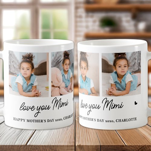 Love You Mimi Custom Modern Simple Grandma 4 Photo Coffee Mug