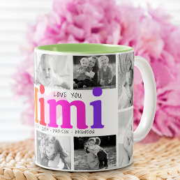 Love You Mimi Multicolored Modern 10 Photo Collage Two-Tone Coffee Mug