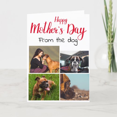 Love you Mom4 photo custom collage from the dog Thank You Card