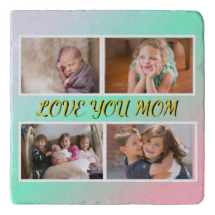 Love You Mom 4-Photo Heartfelt Tribute Trivet