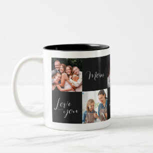 "Love you Mom always forever" black photo gift Two-Tone Coffee Mug