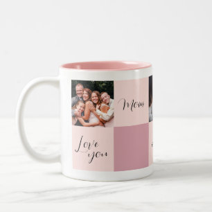 "Love you Mom always forever" photo gift Two-Tone Coffee Mug