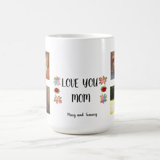 Love You Mom Angela Script Floral Wrap Design Coffee Mug