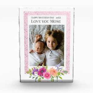 Love You Mom! Beautiful Pink Flowers Photo Block