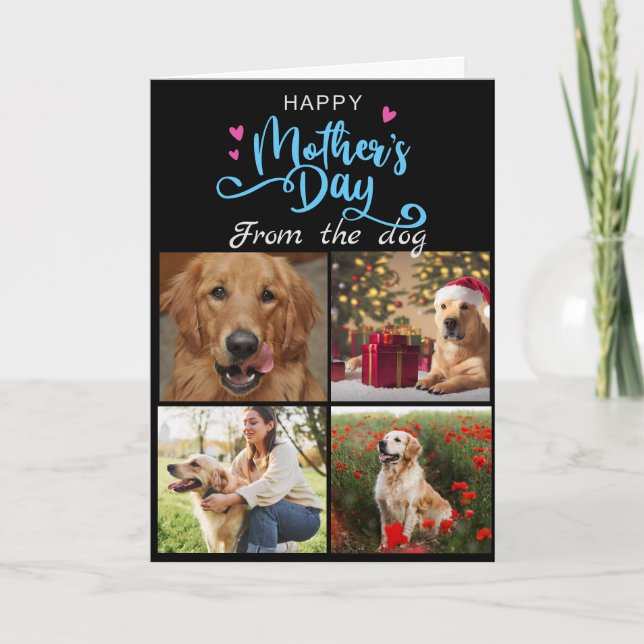 Love you Mom Black custom 4 photo collage card (Front)