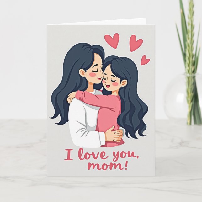 Love You Mom Cartoon Art Card (Front)
