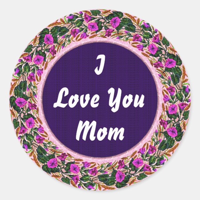 Love You Mom Classic Round Sticker (Front)