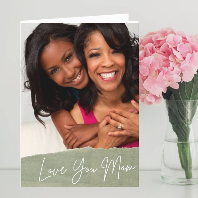 Love You Mom Custom Photo Mother's Day Holiday Card (Creator Uploaded)