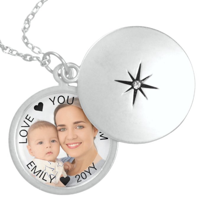 Love You Mom Custom Year Personalized Photo Locket Necklace