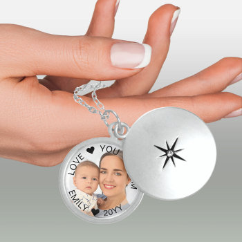 Love You Mom Custom Year Personalized Photo Locket Necklace by darlingandmay at Zazzle