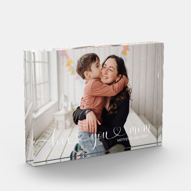 Love You Mom Customizable Photo Block 5x7 (Left)