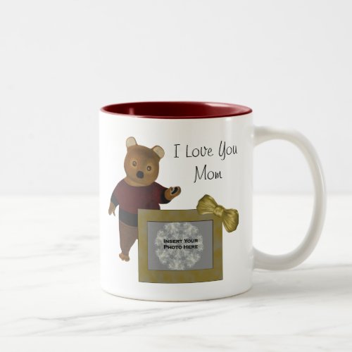 Love You Mom Cute Bear Personalized Photo Mug