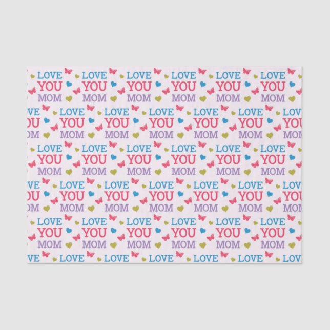 Love You Mom Cute Word Pattern Tissue Paper (Front)