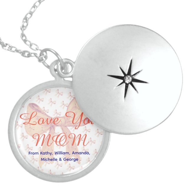 Love You Mom Elegant Mother's Day Gift Locket Necklace (Front)