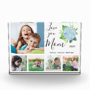 Love You Mom Family Photo Collage Hydrangea Block