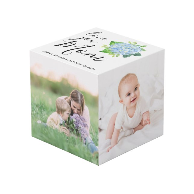Love You Mom Family Photo Collage Hydrangea Cube (Front Angled)
