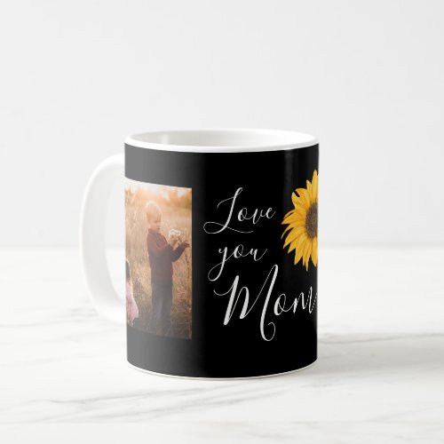 Love You Mom Family Photos Sunflower Coffee Mug