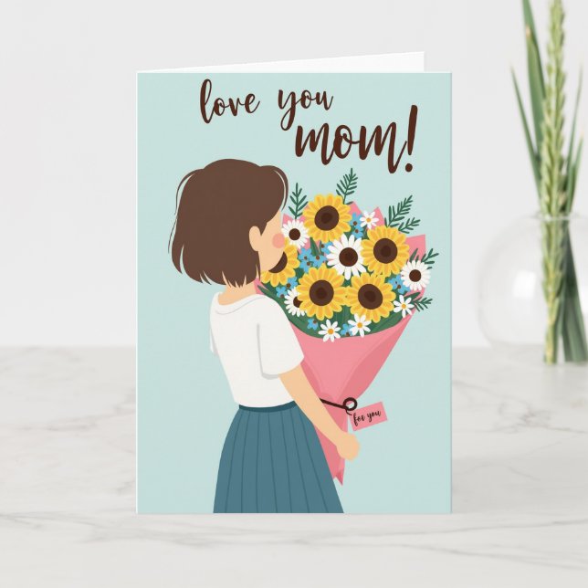 Love You Mom Floral Art Card (Front)