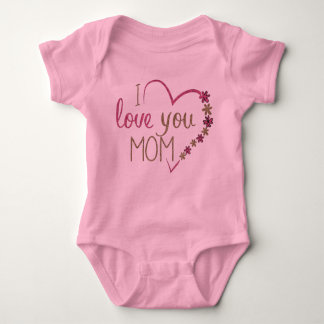 love you mom floral heart baby bodysuit