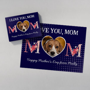 Love you Mom floral heart custom dog photo jigsaw  Jigsaw Puzzle