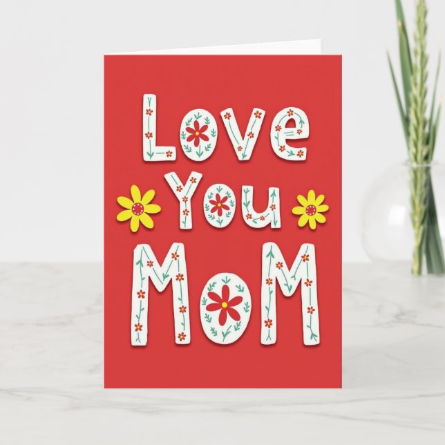 Love You Mom Folk Art Card (Front)