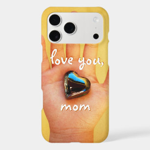 Love You Mom Glass Heart in Child Hand Photography iPhone 17 Pro Max Case