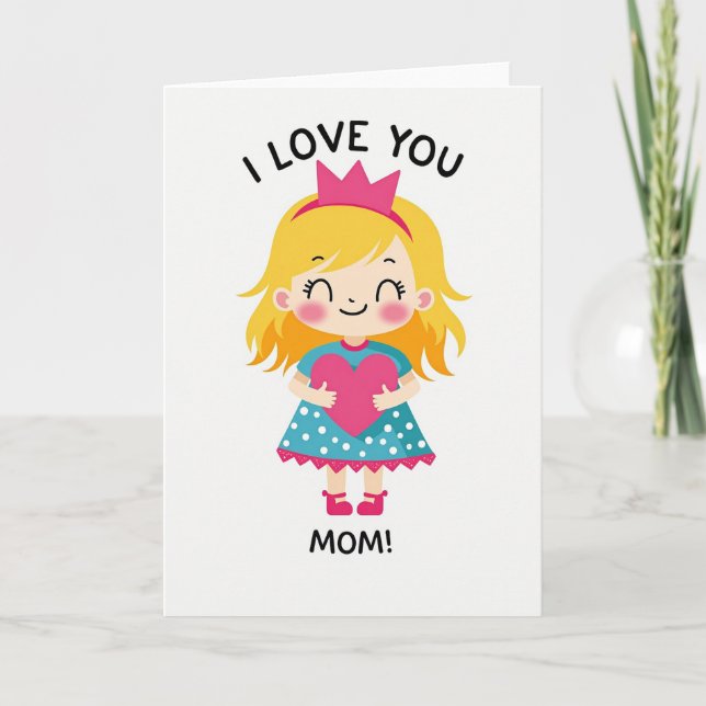 Love You Mom Heart Card (Front)