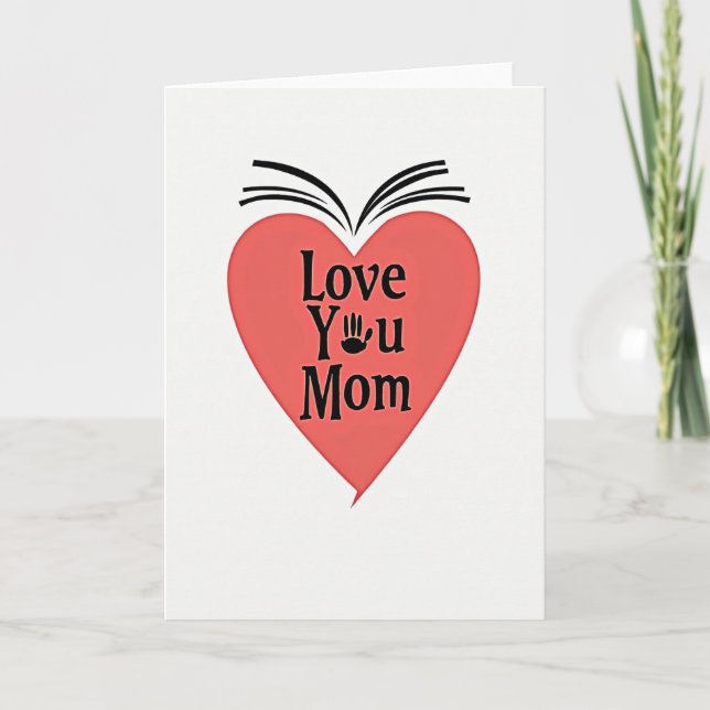 Love You Mom Heart Felt Card (Front)
