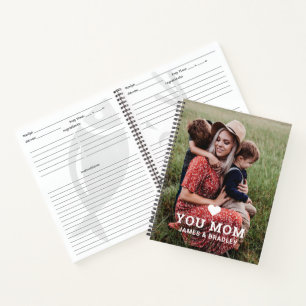 Love You Mom Heart Photo Mothers Day Gift Notebook