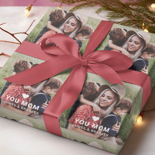 Love You Mom Heart Photo Mother's Day Wrapping Paper