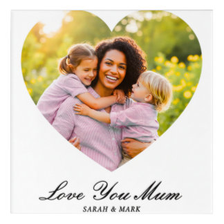Love You Mom Heart Photo Personalized Acrylic Print