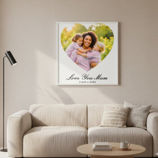 Love You Mom Heart Photo Personalized Acrylic Print