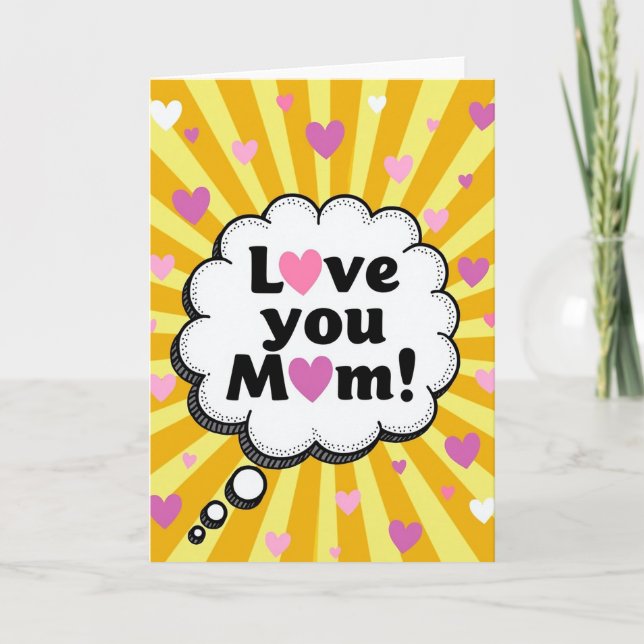 Love You Mom Hearts Art Card (Front)
