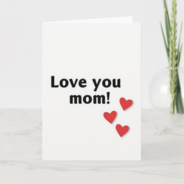 Love You Mom Hearts Simple Card (Front)