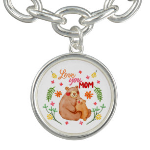Love You Mom - Mama Bear and Cub Mother's Day Bracelet