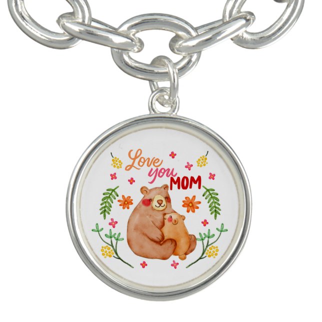 Love You Mom - Mama Bear and Cub Mother's Day Bracelet (Design)