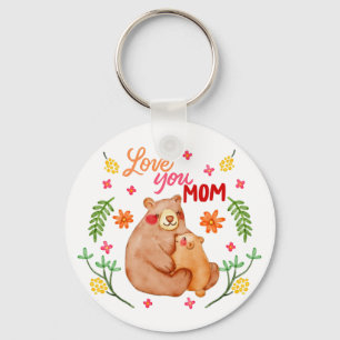 Love You Mom - Mama Bear and Cub Mother's Day Keychain