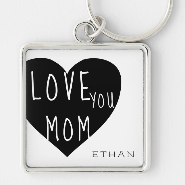 Love You Mom ⎢Monogram Button Keychain (Front)