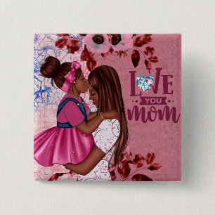Love You Mom Mother and Child Mother's Day Button