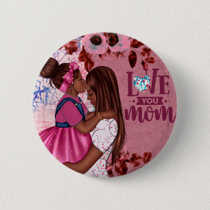 Love You Mom Mother and Child Mother's Day Button