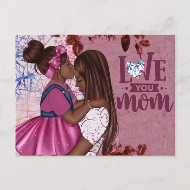Love You Mom Mother and Child Mother's Day Postcard (Front)