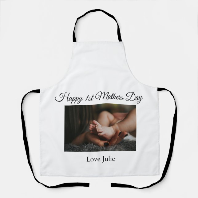 love you mom mothers day add photo name simple apron (Front)