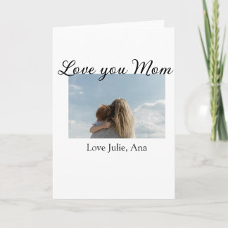 love you mom mothers day add photo name simple card