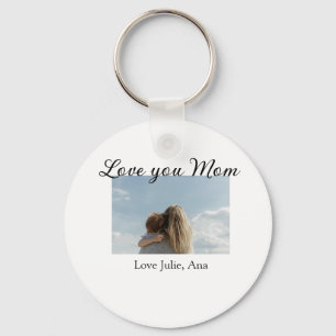 love you mom mothers day add photo name simple keychain