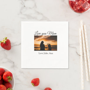 love you mom mothers day add photo name simple napkins