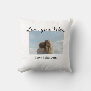 love you mom mothers day add photo name simple throw pillow