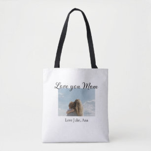 love you mom mothers day add photo name simple tote bag