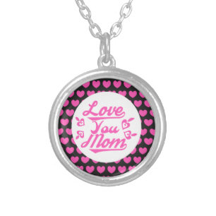 Love You Mom Mother's Day Design-11096 Silver Plated Necklace