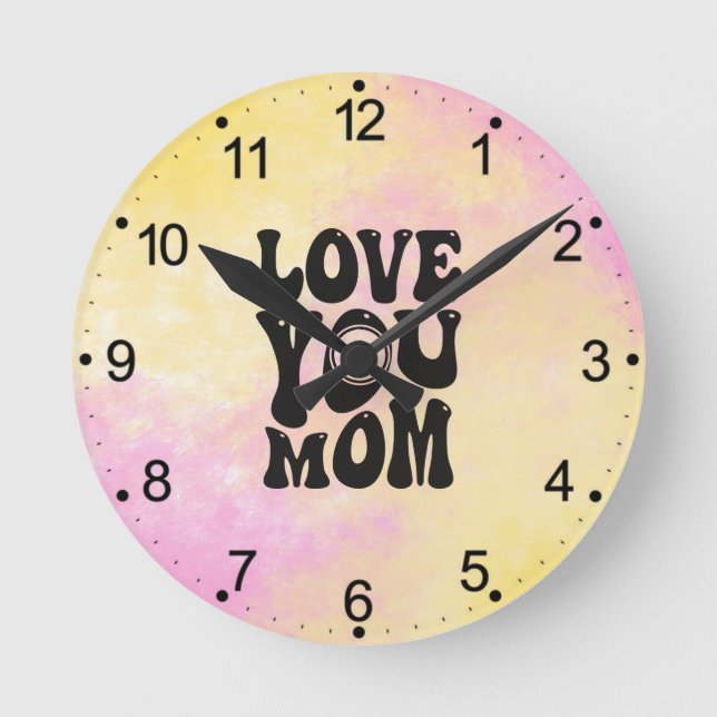 Love You Mom Mother's Day Design-51727 Round Clock (Front)